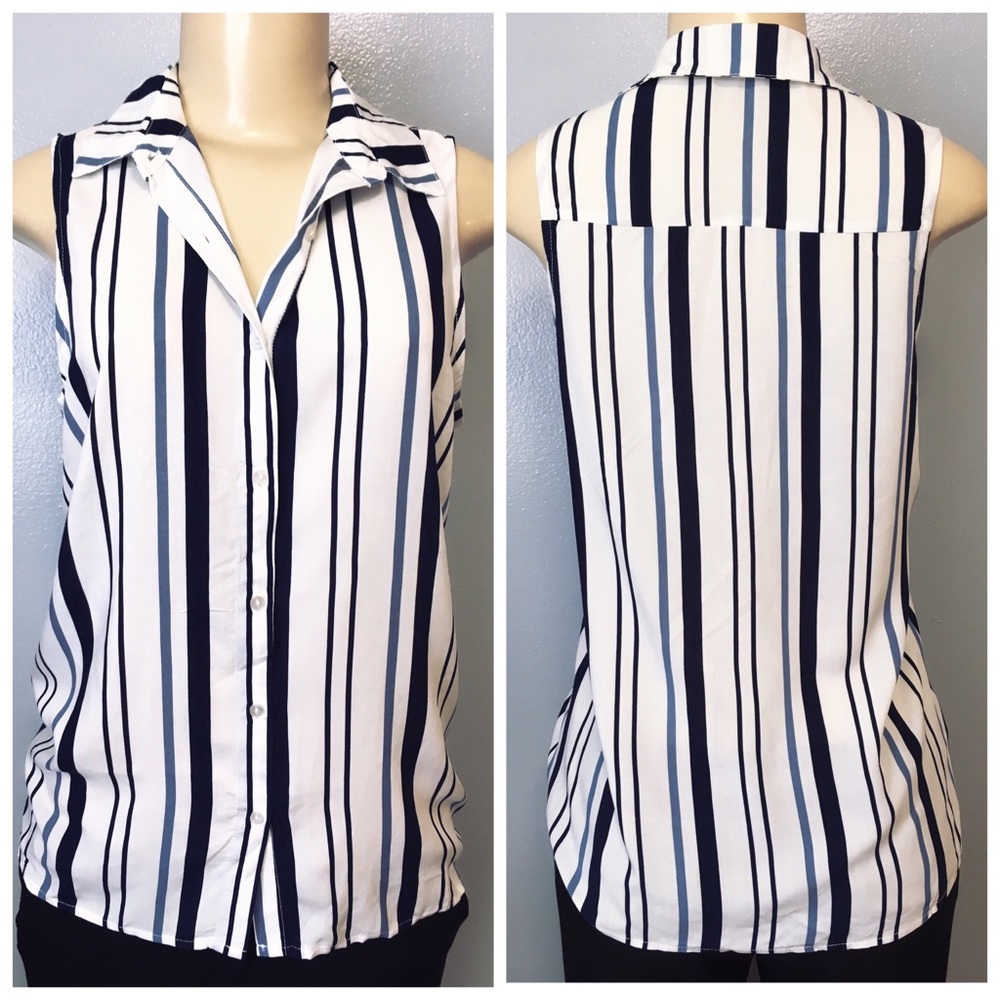 gef France Top Striped Blue White Tee